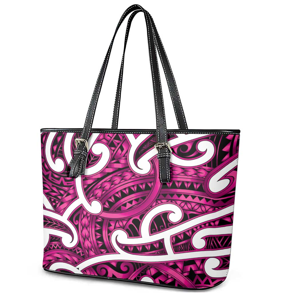 Aotearoa Maori Kowhaiwhai Leather Tote Bag Mawhero Puhoro and Patiki