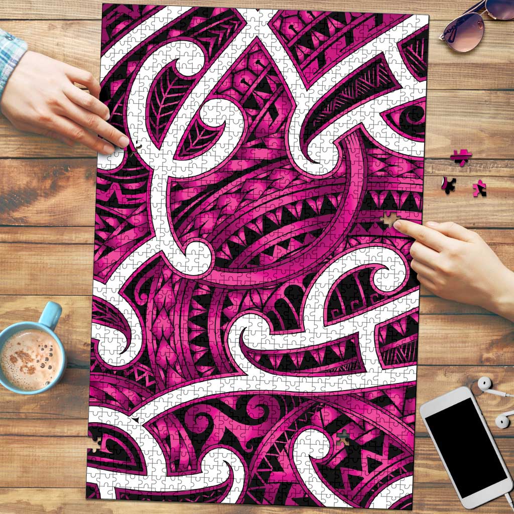 Aotearoa Maori Kowhaiwhai Puzzle Mawhero Puhoro and Patiki LT9 Pink - Polynesian Pride