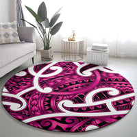 Aotearoa Maori Kowhaiwhai Round Carpet Mawhero Puhoro and Patiki