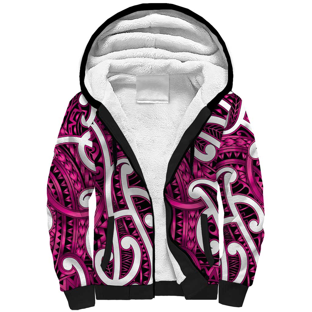 Aotearoa Maori Kowhaiwhai Sherpa Hoodie Mawhero Puhoro and Patiki