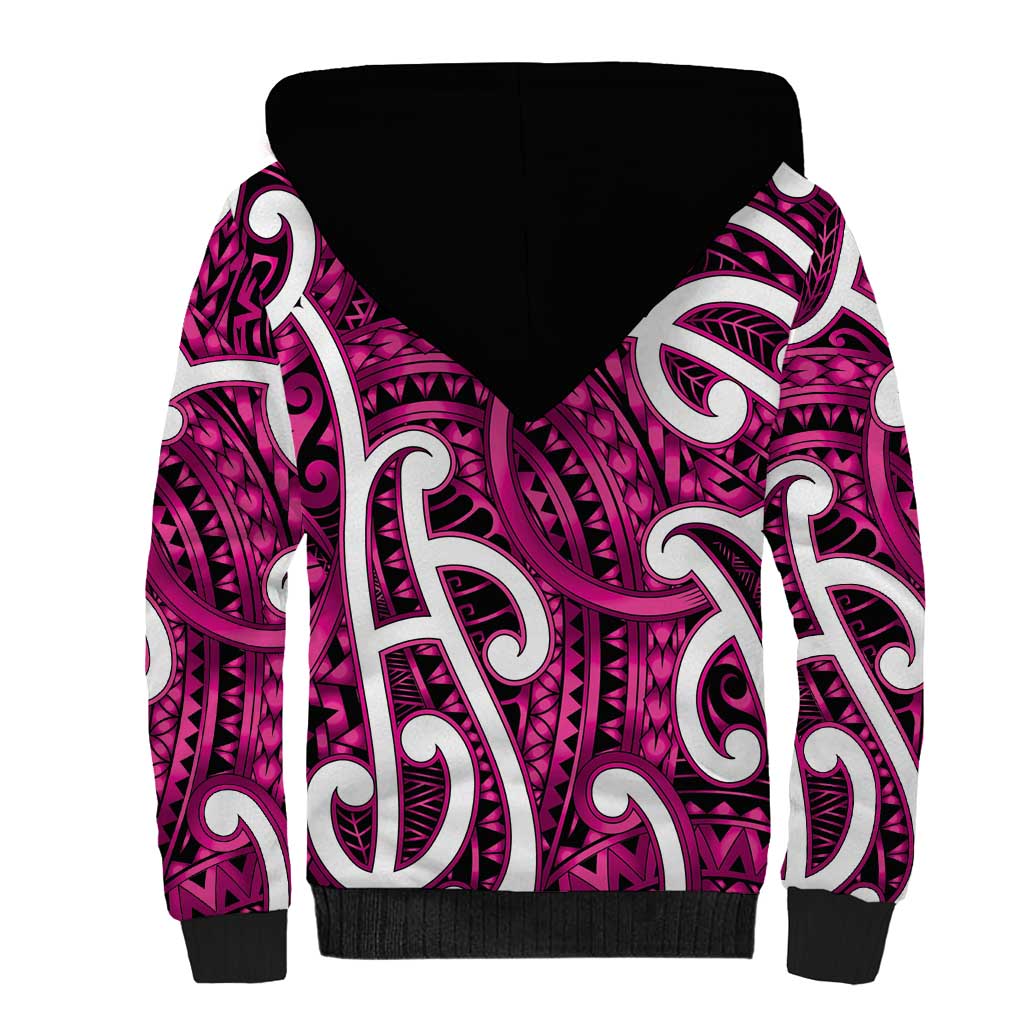 Aotearoa Maori Kowhaiwhai Sherpa Hoodie Mawhero Puhoro and Patiki