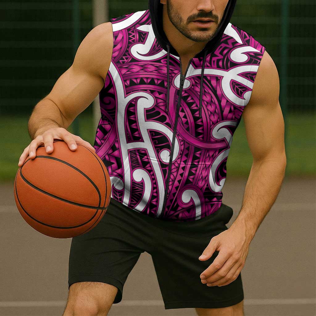 Aotearoa Maori Kowhaiwhai Sleeveless Zip Hoodie Mawhero Puhoro and Patiki LT9 - Polynesian Pride