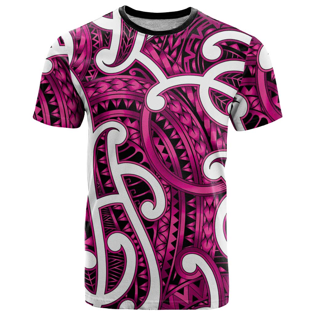 Aotearoa Maori Kowhaiwhai T Shirt Mawhero Puhoro and Patiki LT9 Pink - Polynesian Pride