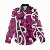 Aotearoa Maori Kowhaiwhai Women Casual Shirt Mawhero Puhoro and Patiki