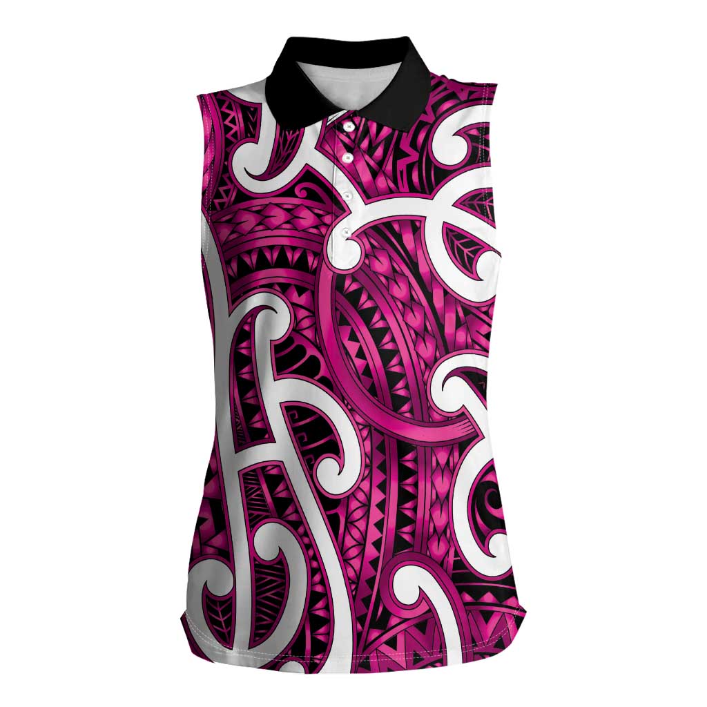 Aotearoa Maori Kowhaiwhai Women Sleeveless Polo Shirt Mawhero Puhoro and Patiki