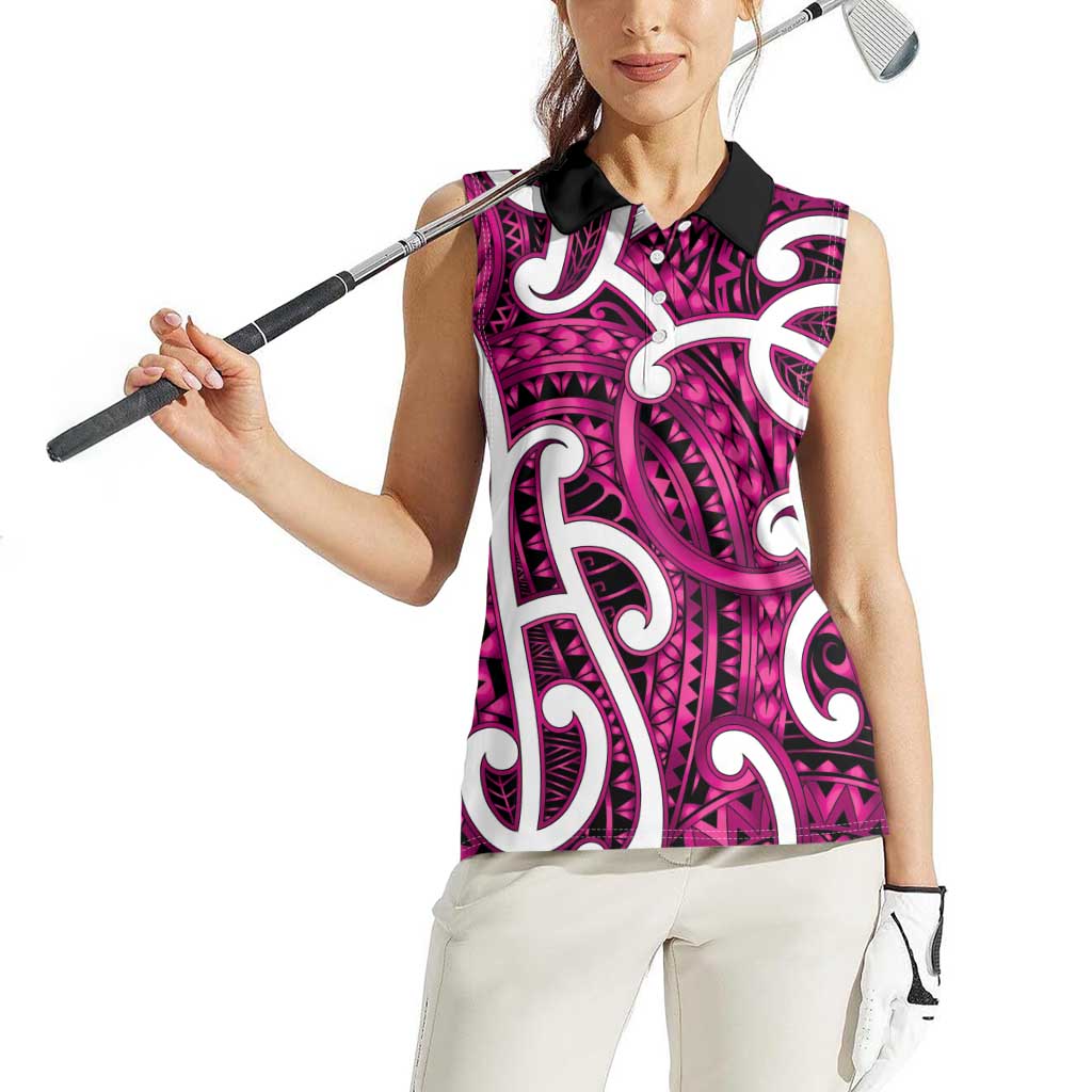 Aotearoa Maori Kowhaiwhai Women Sleeveless Polo Shirt Mawhero Puhoro and Patiki
