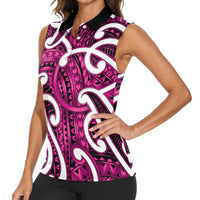 Aotearoa Maori Kowhaiwhai Women Sleeveless Polo Shirt Mawhero Puhoro and Patiki