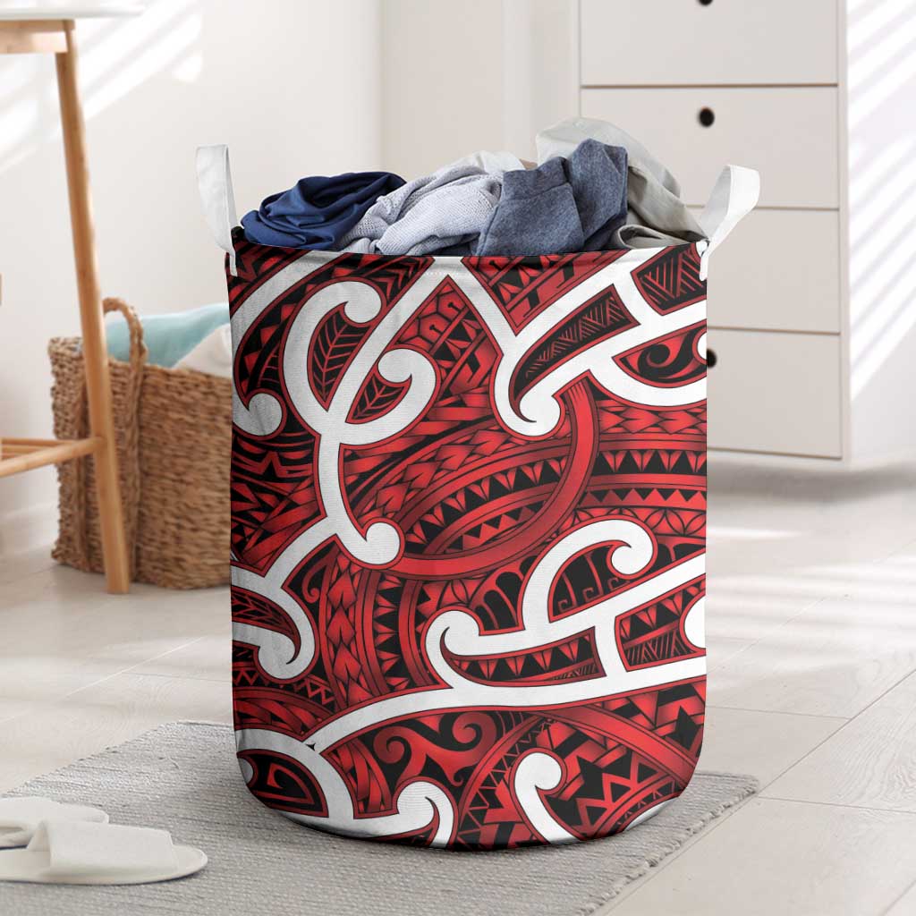 Aotearoa Maori Kowhaiwhai Laundry Basket Whero Puhoro and Patiki LT9 Red - Polynesian Pride