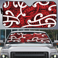 Aotearoa Maori Kowhaiwhai Auto Sun Shade Whero Puhoro and Patiki LT9 Red - Polynesian Pride