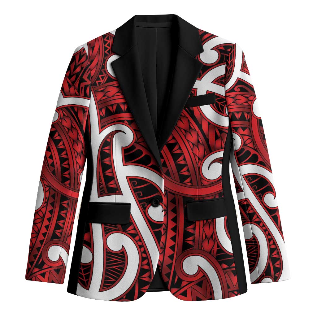Aotearoa Maori Kowhaiwhai Blazer Whero Puhoro and Patiki LT9 Unisex Red - Polynesian Pride