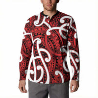Aotearoa Maori Kowhaiwhai Button Sweatshirt Whero Puhoro and Patiki
