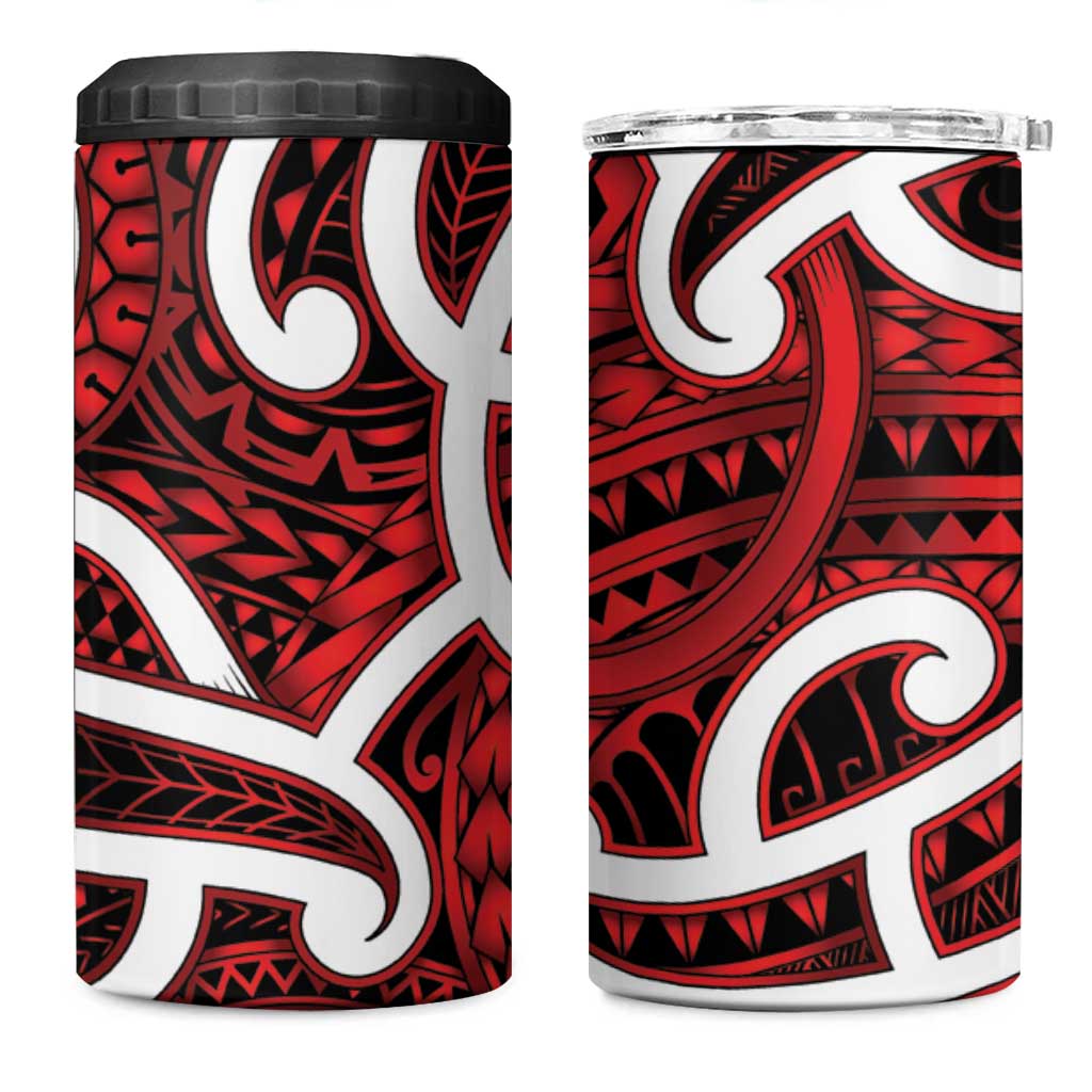 Aotearoa Maori Kowhaiwhai 4 in 1 Can Cooler Tumbler Whero Puhoro and Patiki LT9 One Size: 16 oz Red - Polynesian Pride