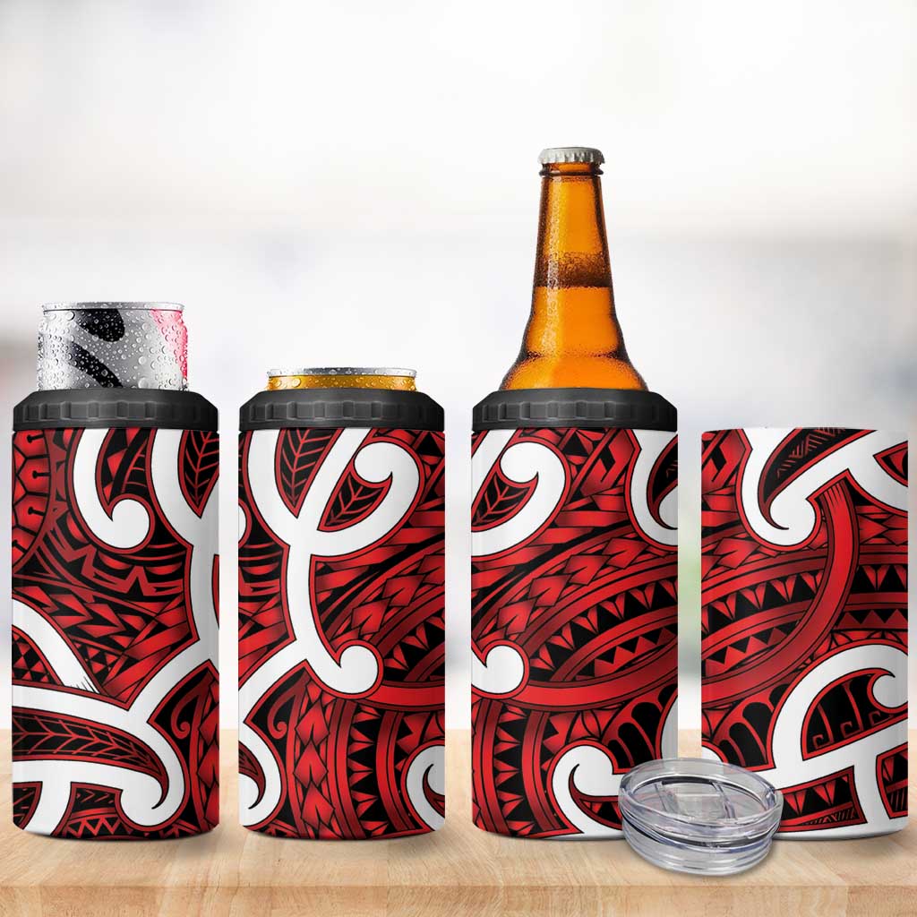 Aotearoa Maori Kowhaiwhai 4 in 1 Can Cooler Tumbler Whero Puhoro and Patiki LT9 - Polynesian Pride