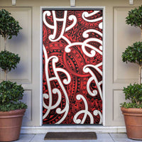 Aotearoa Maori Kowhaiwhai Door Cover Whero Puhoro and Patiki LT9 Red - Polynesian Pride