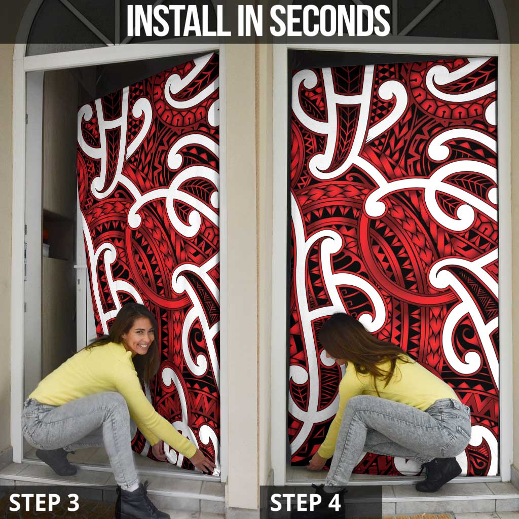 Aotearoa Maori Kowhaiwhai Door Cover Whero Puhoro and Patiki LT9 - Polynesian Pride