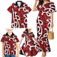 Aotearoa Maori Kowhaiwhai Family Matching Mermaid Dress and Hawaiian Shirt Whero Puhoro and Patiki LT9 - Polynesian Pride