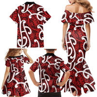 Aotearoa Maori Kowhaiwhai Family Matching Mermaid Dress and Hawaiian Shirt Whero Puhoro and Patiki LT9 - Polynesian Pride