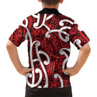 Aotearoa Maori Kowhaiwhai Family Matching Off Shoulder Short Dress and Hawaiian Shirt Whero Puhoro and Patiki LT9 - Polynesian Pride