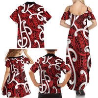 Aotearoa Maori Kowhaiwhai Family Matching Summer Maxi Dress and Hawaiian Shirt Whero Puhoro and Patiki LT9 - Polynesian Pride