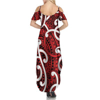 Aotearoa Maori Kowhaiwhai Family Matching Summer Maxi Dress and Hawaiian Shirt Whero Puhoro and Patiki LT9 - Polynesian Pride