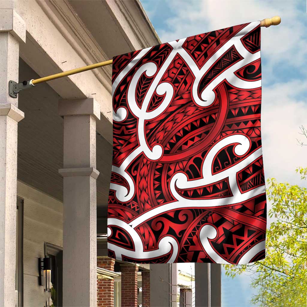 Aotearoa Maori Kowhaiwhai Garden Flag Whero Puhoro and Patiki LT9 House Flag Red - Polynesian Pride