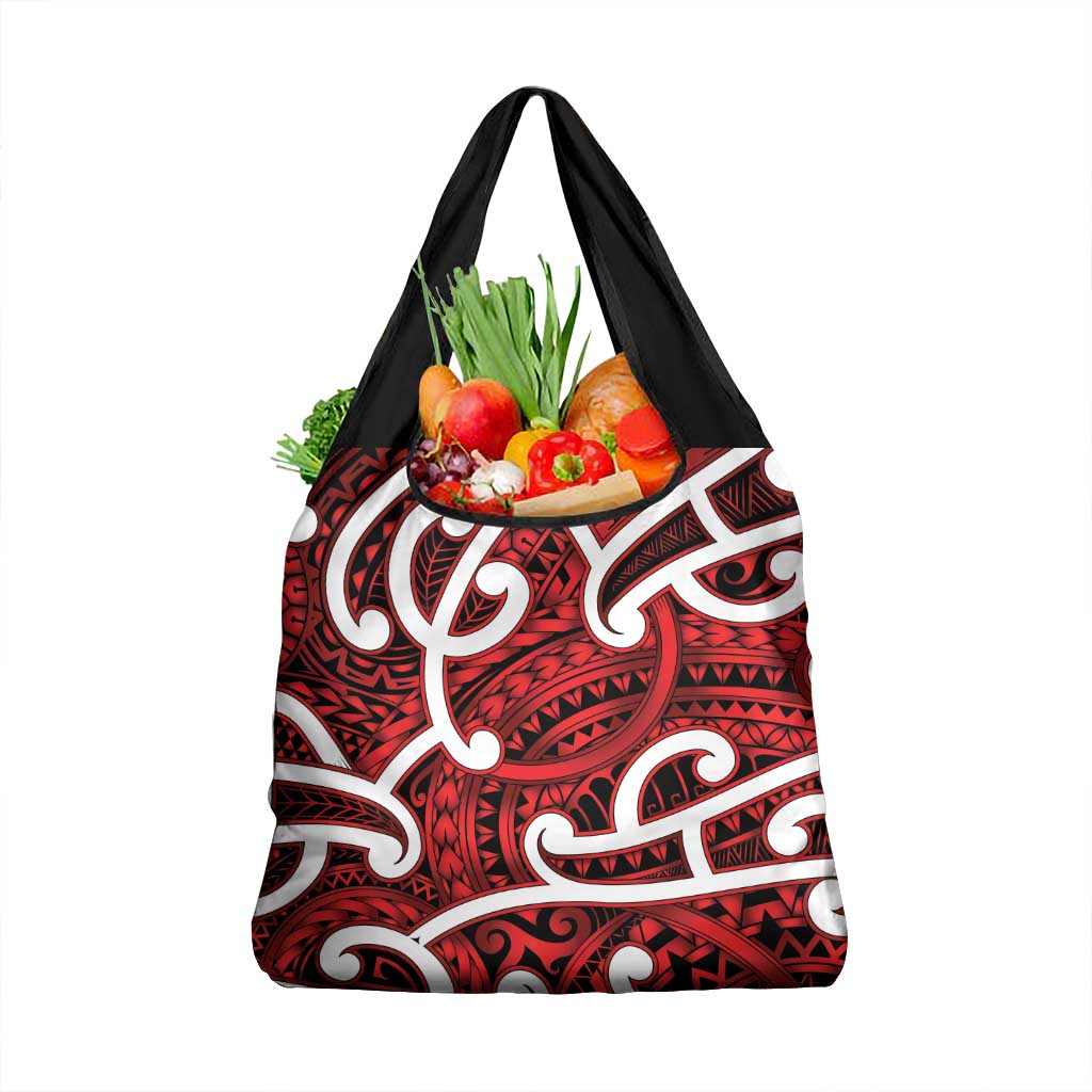 Aotearoa Maori Kowhaiwhai Grocery Bag Whero Puhoro and Patiki LT9 1-pack One Size Red - Polynesian Pride