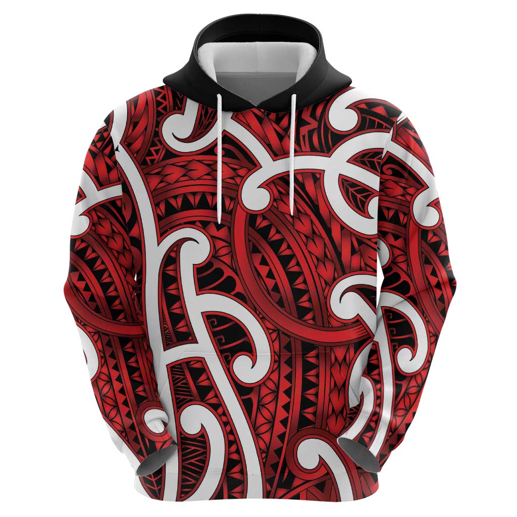 Aotearoa Maori Kowhaiwhai Hoodie Whero Puhoro and Patiki LT9 - Polynesian Pride