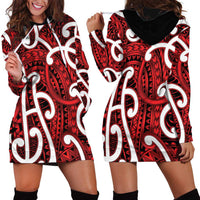 Aotearoa Maori Kowhaiwhai Hoodie Dress Whero Puhoro and Patiki