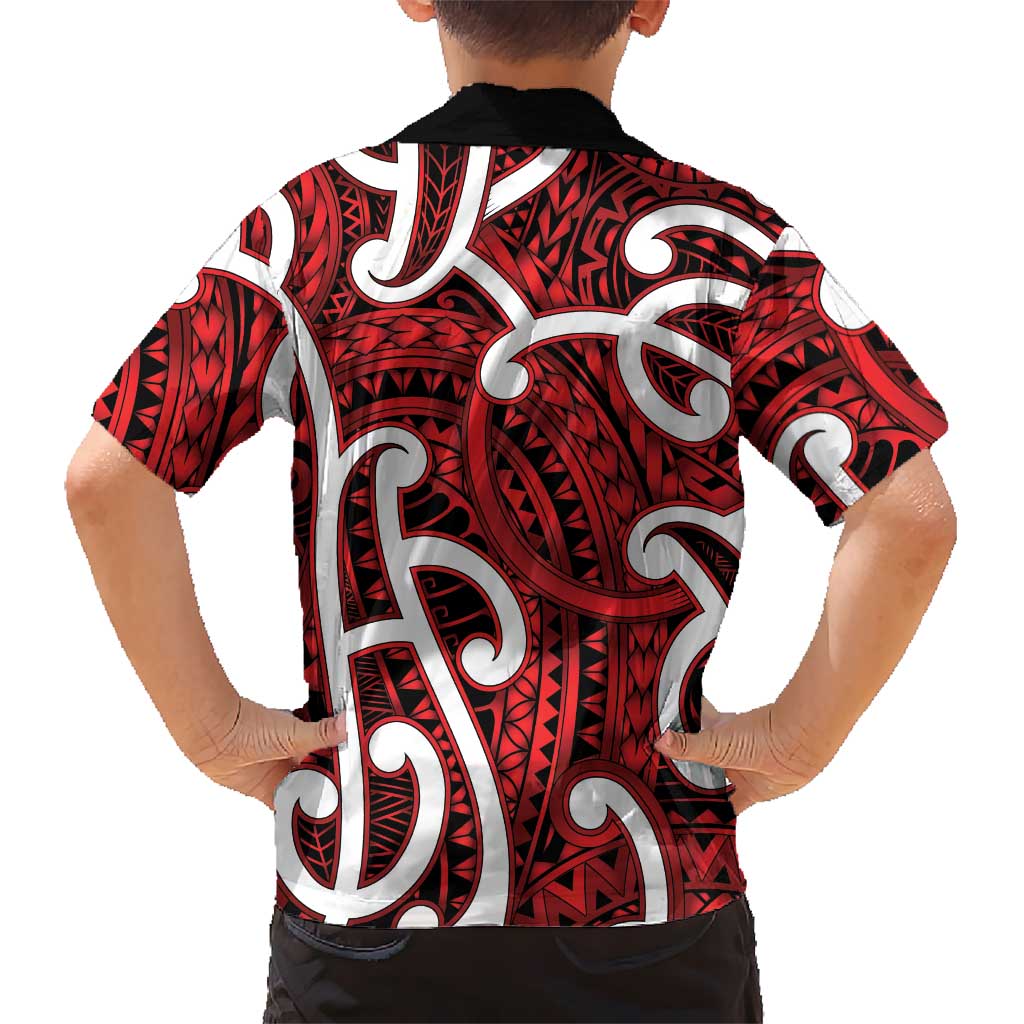 Aotearoa Maori Kowhaiwhai Kid Hawaiian Shirt Whero Puhoro and Patiki LT9 - Polynesian Pride