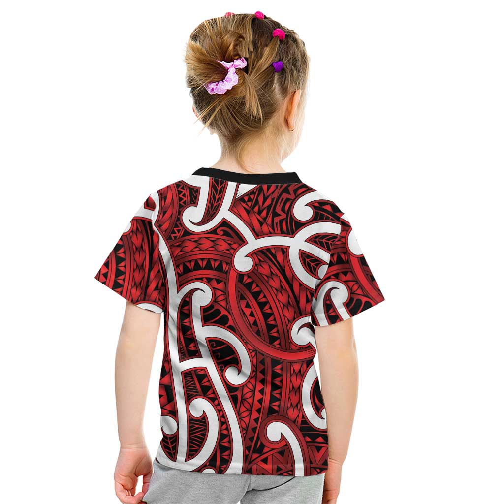 Aotearoa Maori Kowhaiwhai Kid T Shirt Whero Puhoro and Patiki LT9 - Polynesian Pride