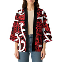 Aotearoa Maori Kowhaiwhai Kimono Whero Puhoro and Patiki