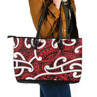 Aotearoa Maori Kowhaiwhai Leather Tote Bag Whero Puhoro and Patiki