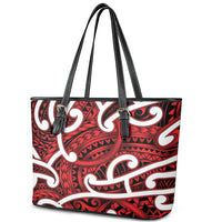 Aotearoa Maori Kowhaiwhai Leather Tote Bag Whero Puhoro and Patiki