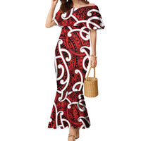 Aotearoa Maori Kowhaiwhai Mermaid Dress Whero Puhoro and Patiki