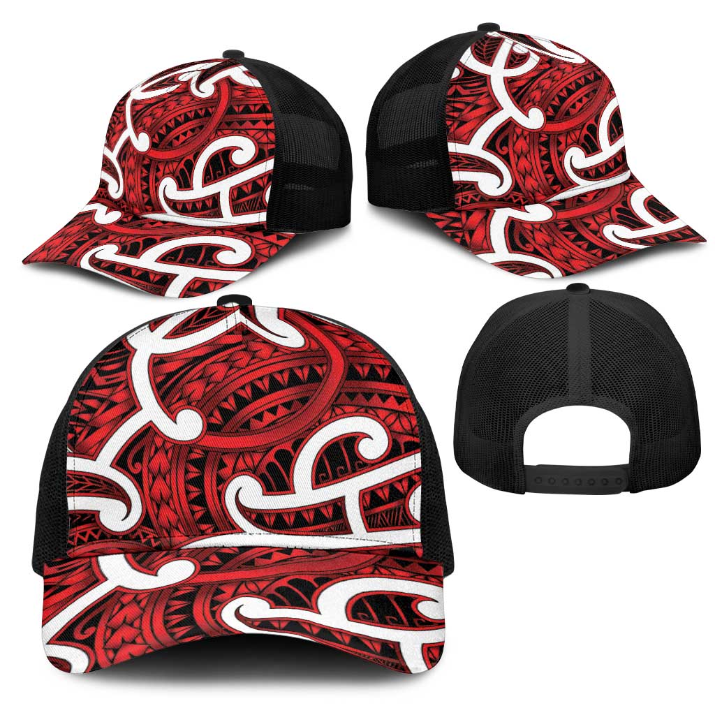 Aotearoa Maori Kowhaiwhai Mesh Trucker Cap Whero Puhoro and Patiki