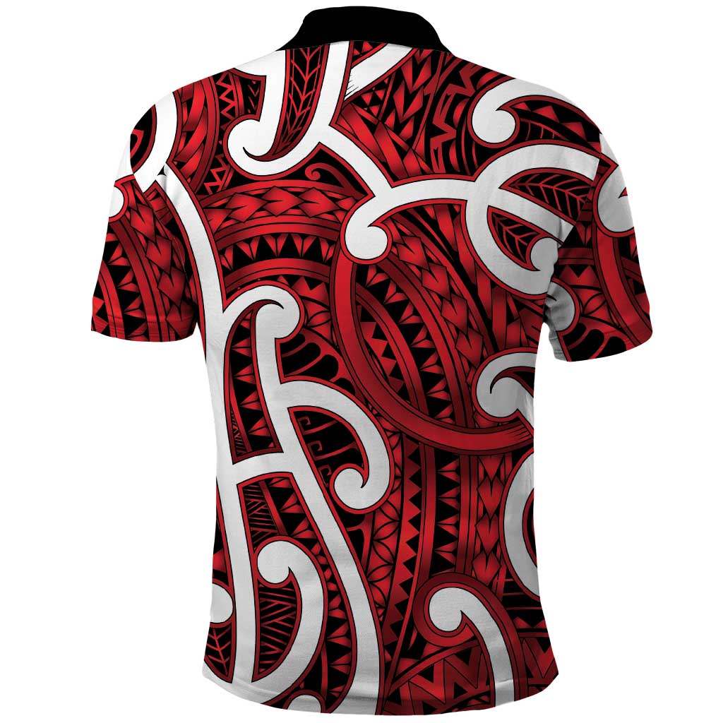 Aotearoa Maori Kowhaiwhai Polo Shirt Whero Puhoro and Patiki