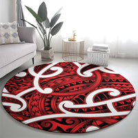Aotearoa Maori Kowhaiwhai Round Carpet Whero Puhoro and Patiki