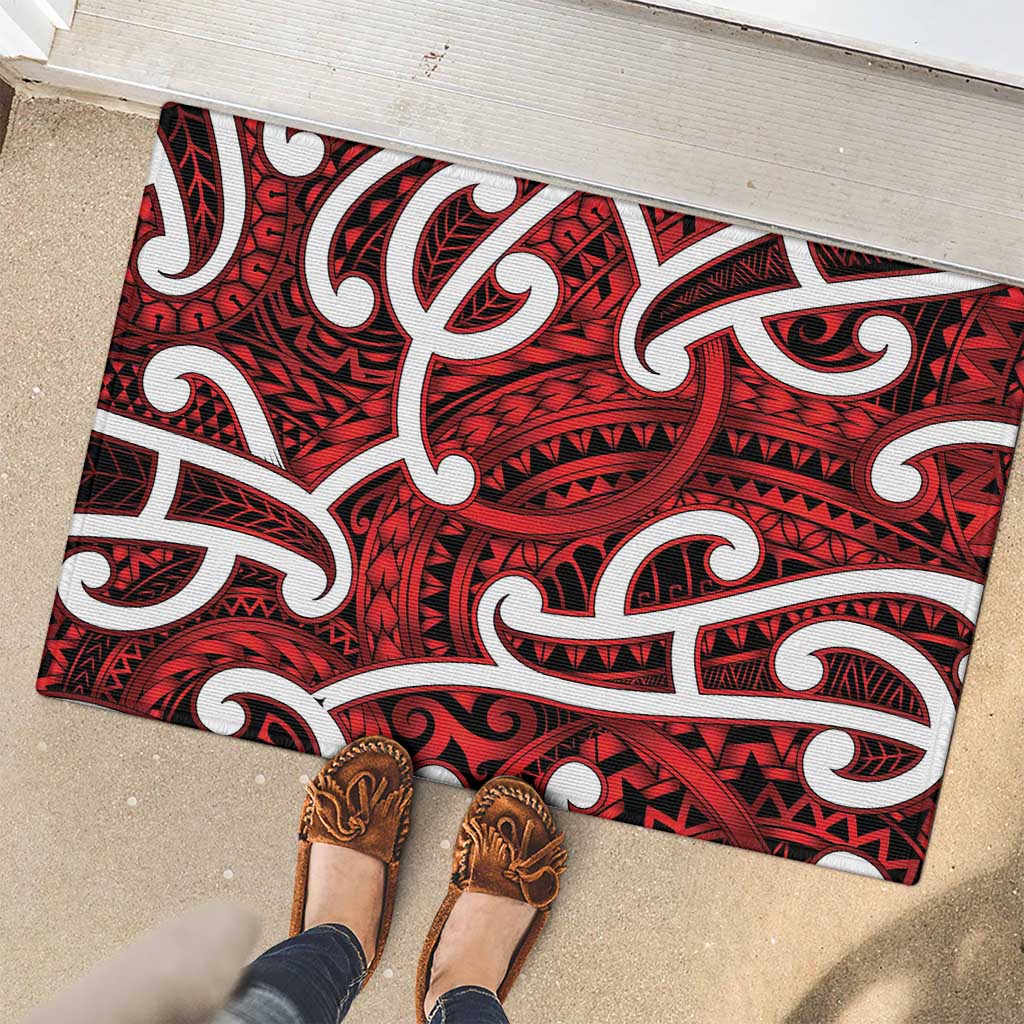 Aotearoa Maori Kowhaiwhai Rubber Doormat Whero Puhoro and Patiki