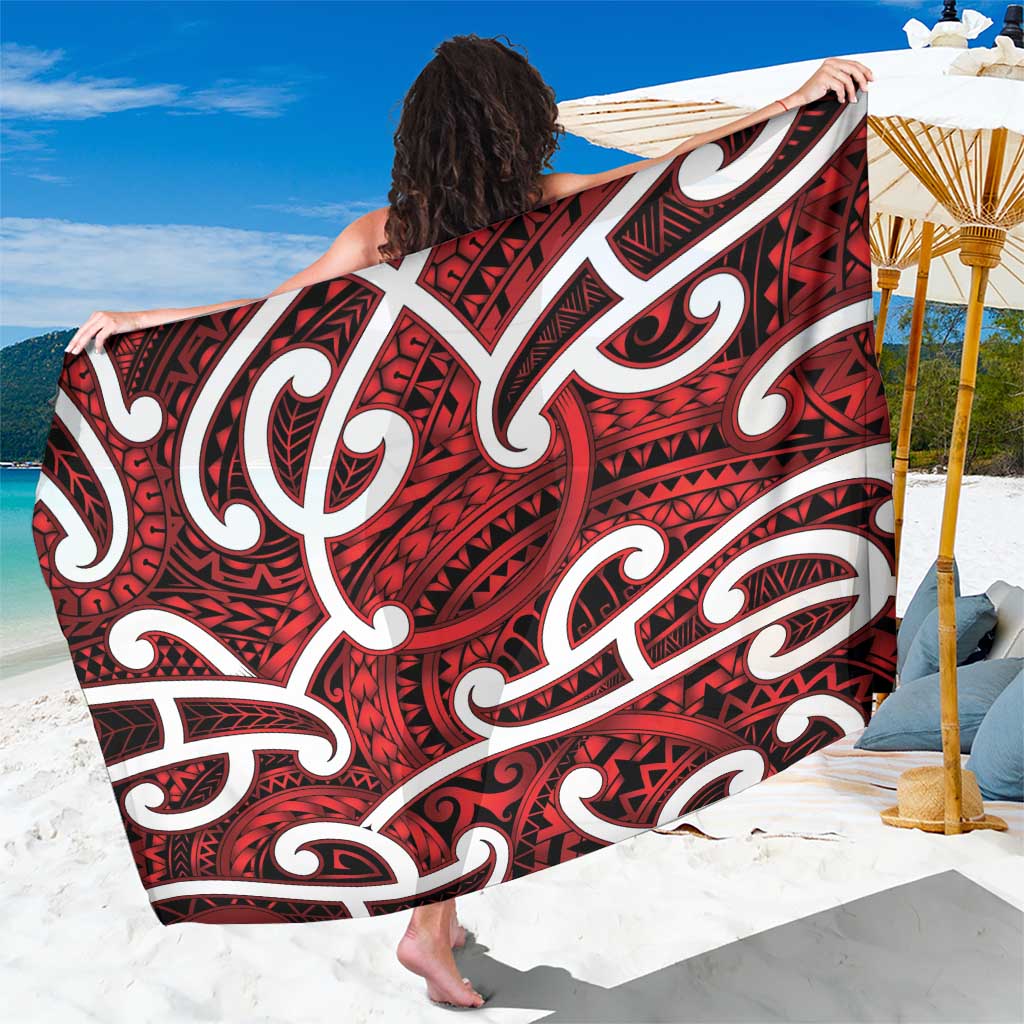 Aotearoa Maori Kowhaiwhai Sarong Whero Puhoro and Patiki LT9 One Size 44 x 66 inches Red - Polynesian Pride