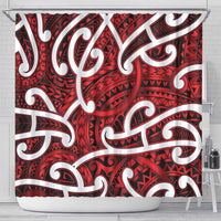Aotearoa Maori Kowhaiwhai Shower Curtain Whero Puhoro and Patiki