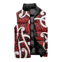 Aotearoa Maori Kowhaiwhai Sleeveless Puffer Jacket Whero Puhoro and Patiki