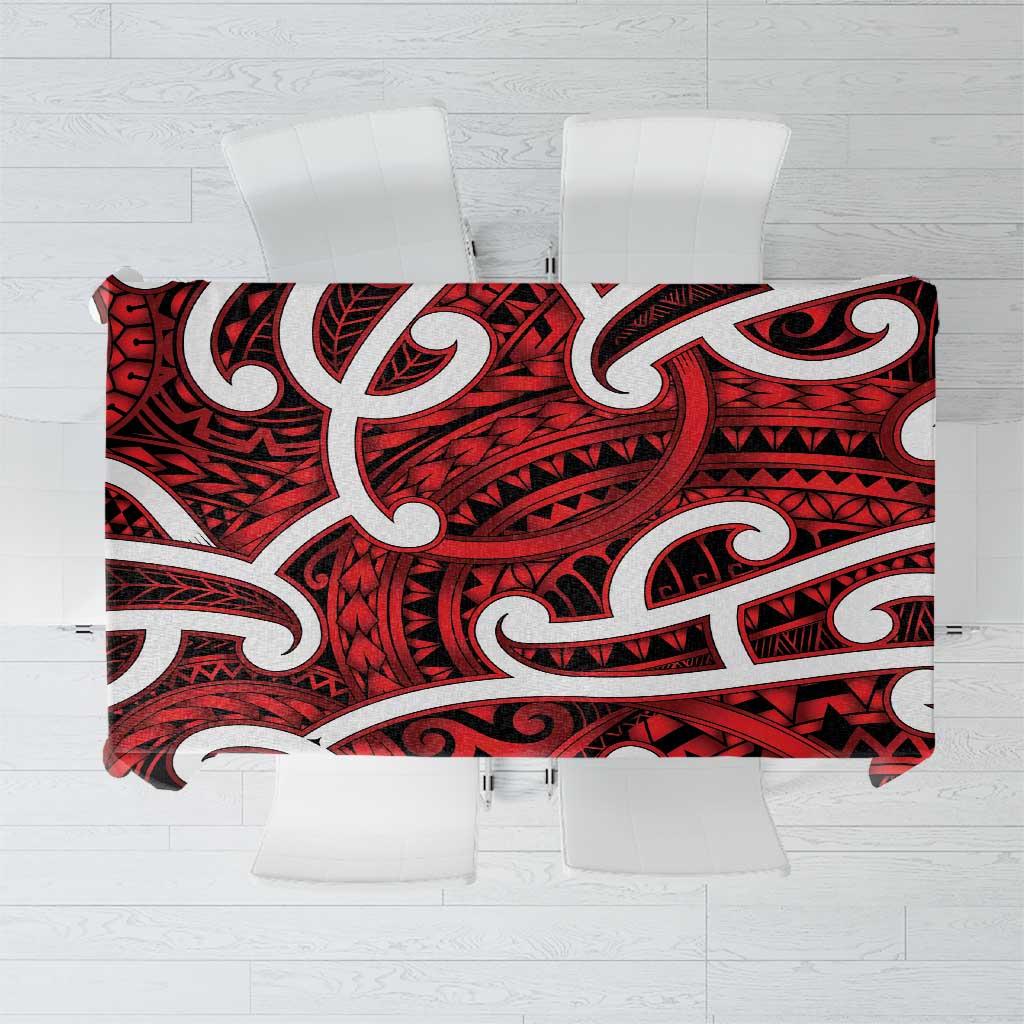 Aotearoa Maori Kowhaiwhai Tablecloth Whero Puhoro and Patiki LT9 Red - Polynesian Pride