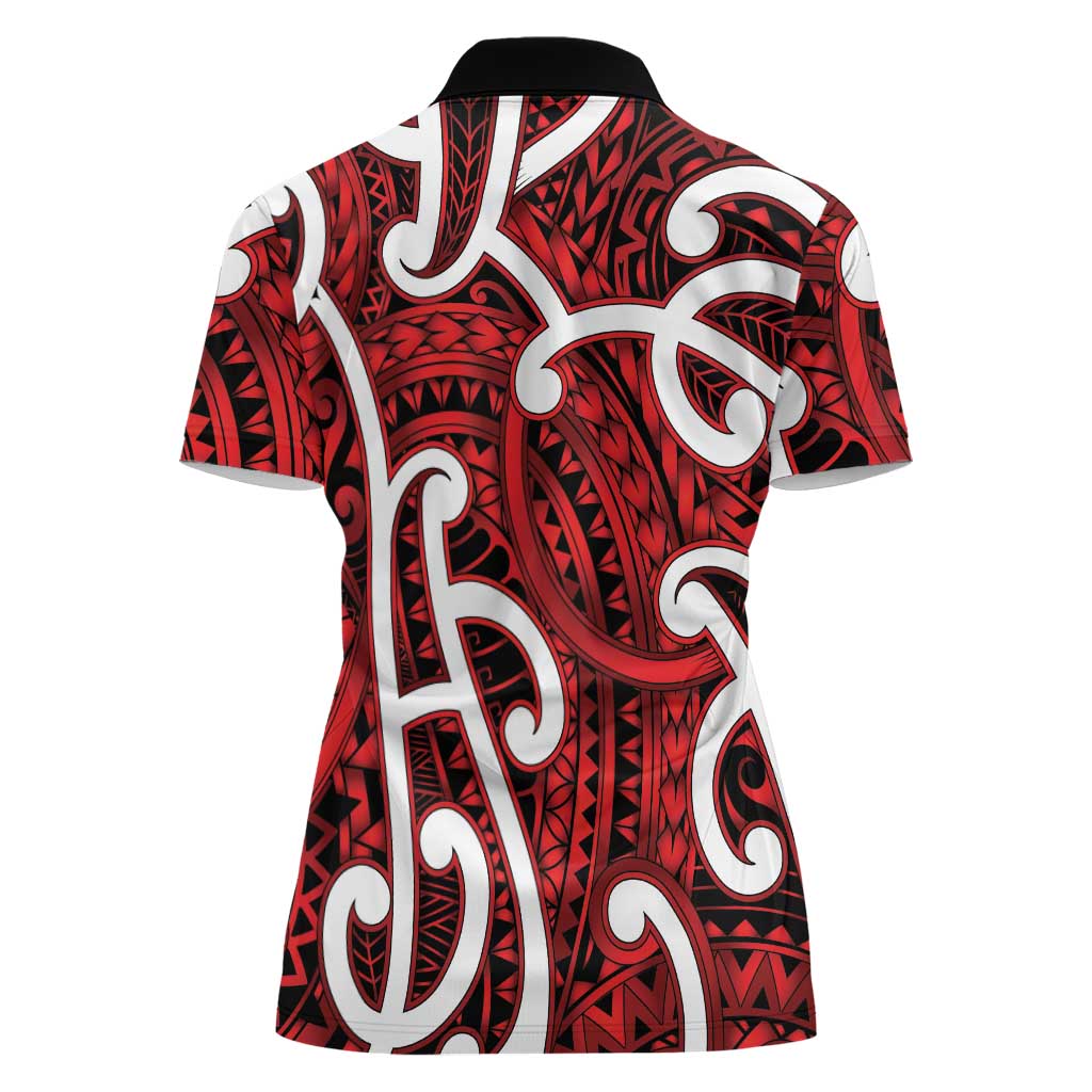 Aotearoa Maori Kowhaiwhai Women Polo Shirt Whero Puhoro and Patiki