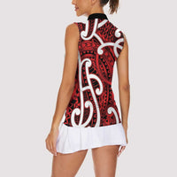 Aotearoa Maori Kowhaiwhai Women Sleeveless Polo Shirt Whero Puhoro and Patiki