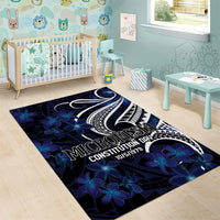 Micronesia Constitution Day Area Rug Since 1979 with Polynesian Hibiscus Pattern