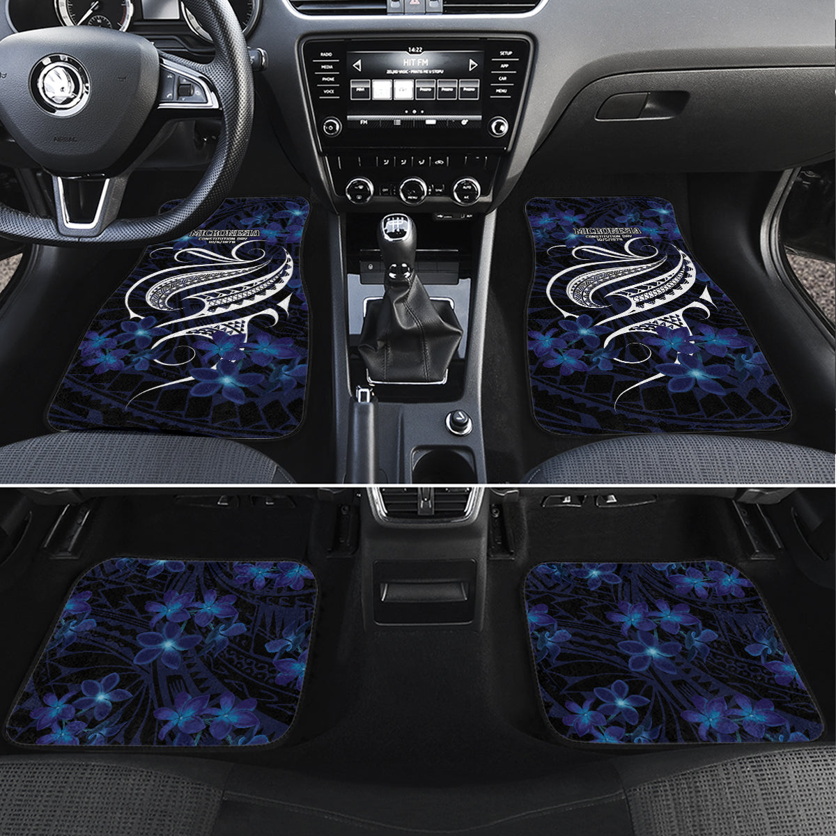 Micronesia Constitution Day Car Mats Since 1979 with Polynesian Hibiscus Pattern