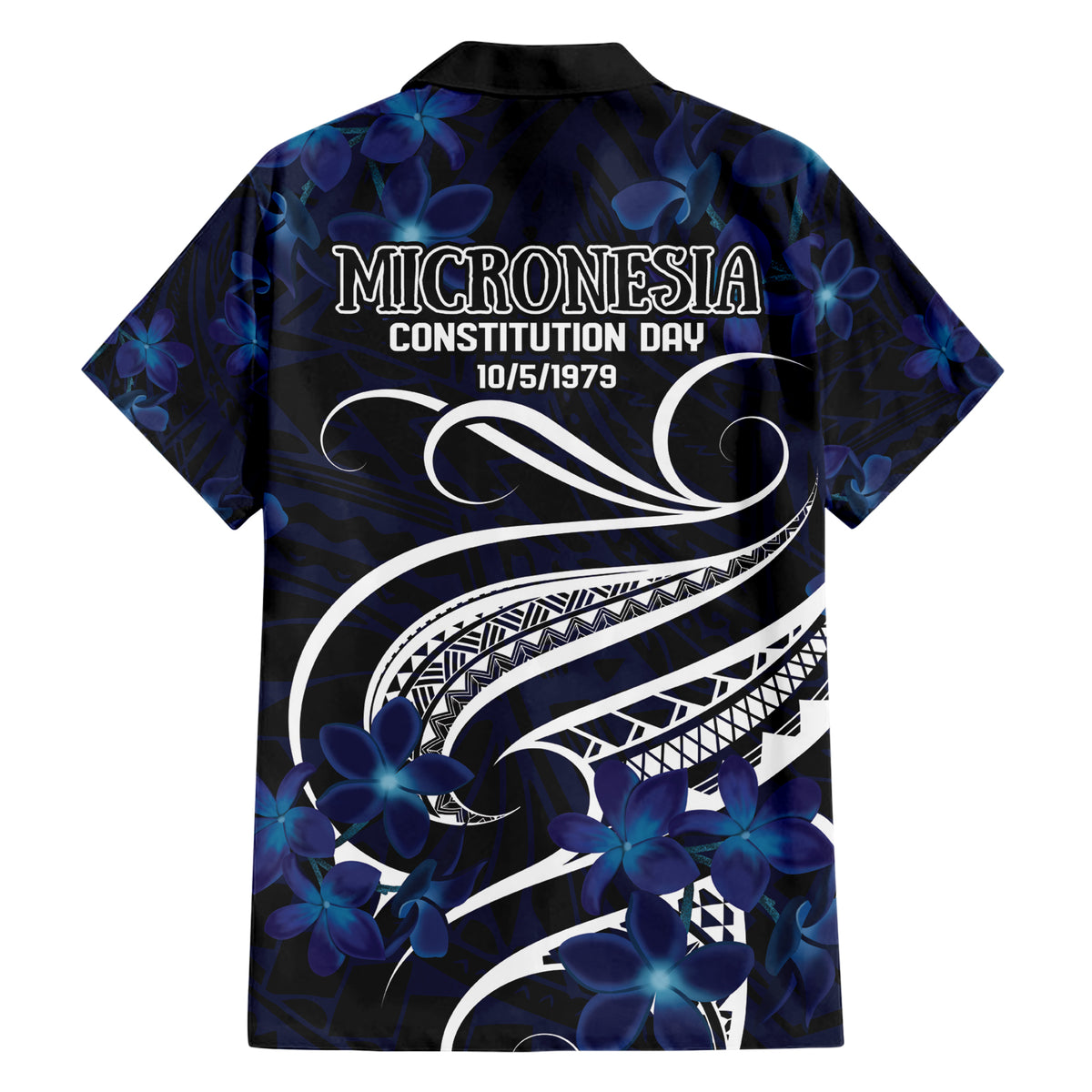 Micronesia Constitution Day Family Matching Short Sleeve Bodycon Dress and Hawaiian Shirt Since 1979 with Polynesian Hibiscus Pattern