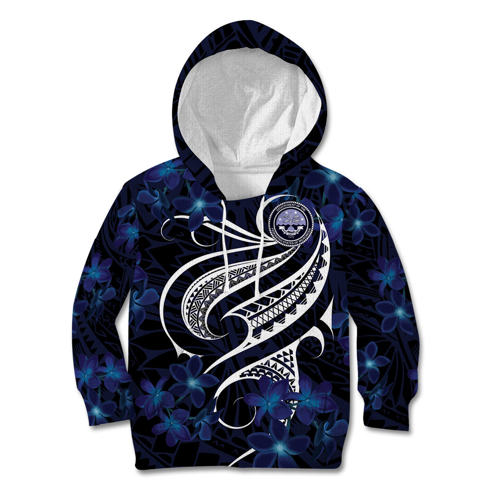 Micronesia Constitution Day Kid Hoodie Since 1979 with Polynesian Hibiscus Pattern