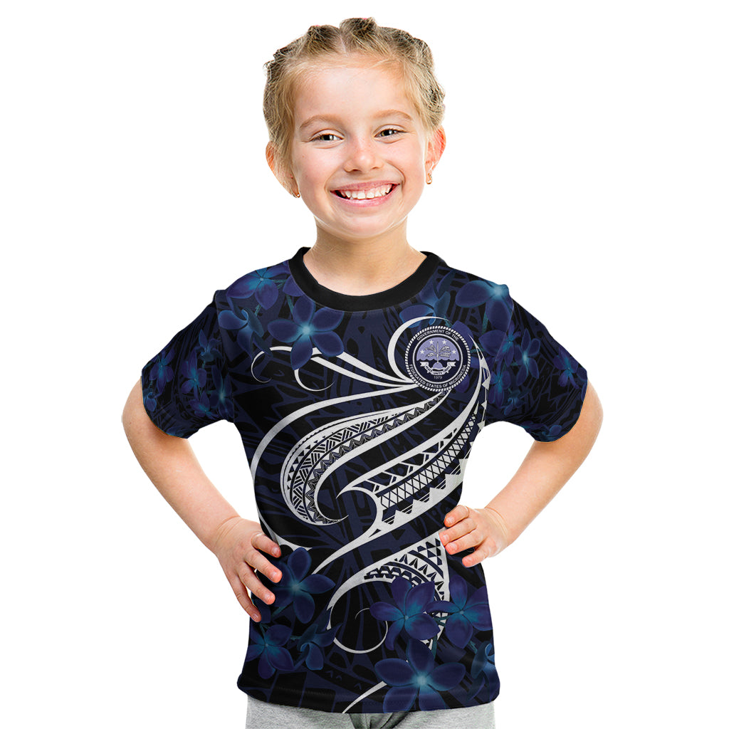 Micronesia Constitution Day Kid T Shirt Since 1979 with Polynesian Hibiscus Pattern LT9 Blue - Polynesian Pride