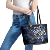 Micronesia Constitution Day Leather Tote Bag Since 1979 with Polynesian Hibiscus Pattern LT9 - Polynesian Pride